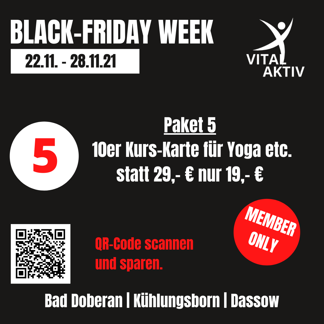 Black-Friday Angebote im Vital-Aktiv Bad Doberan, Kühlungsborn und Dassow Black-Friday Angebote im Vital-Aktiv Bad Doberan, Kühlungsborn und Dassow