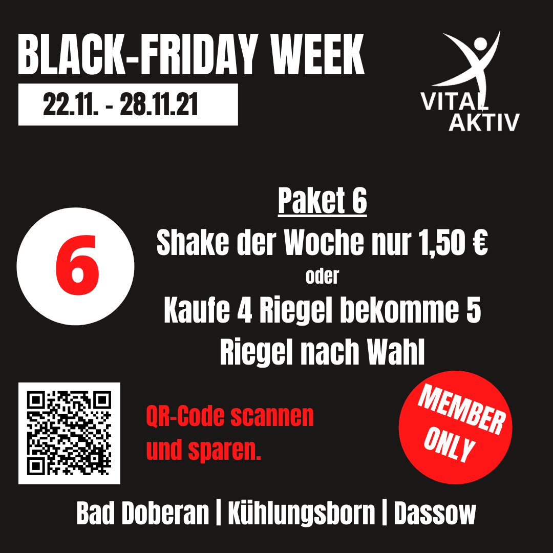 Black-Friday Angebote im Vital-Aktiv Bad Doberan, Kühlungsborn und Dassow Black-Friday Angebote im Vital-Aktiv Bad Doberan, Kühlungsborn und Dassow
