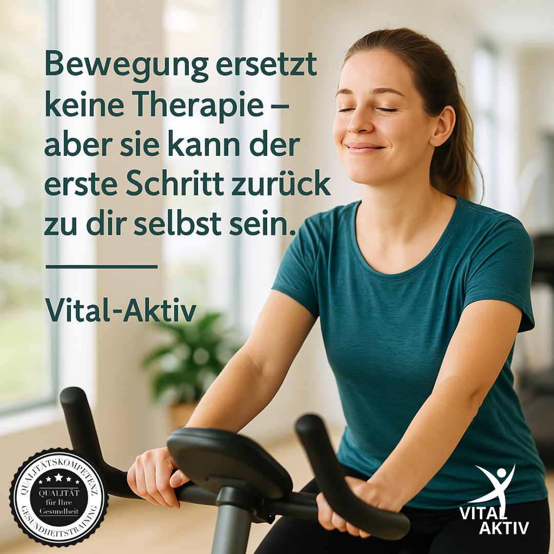 Bewegung ersetzt keine Therapie Bewegung ersetzt keine Therapie – aber sie kann der erste Schritt zurück zu dir selbst sein.“ – Vital-Aktiv